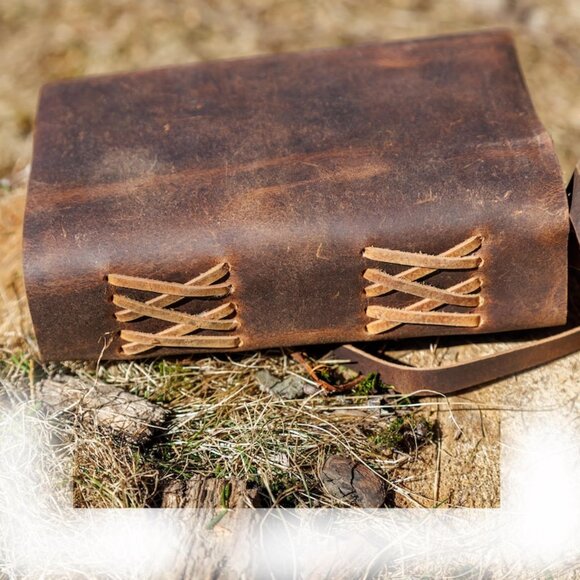 Leather Diary Writing Notebook Unique Handmade Embossed Travel Deckle Edge Paper - Picture 6 of 8